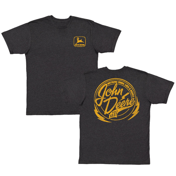 John Deere Mens Black & Yellow Lightning Tee